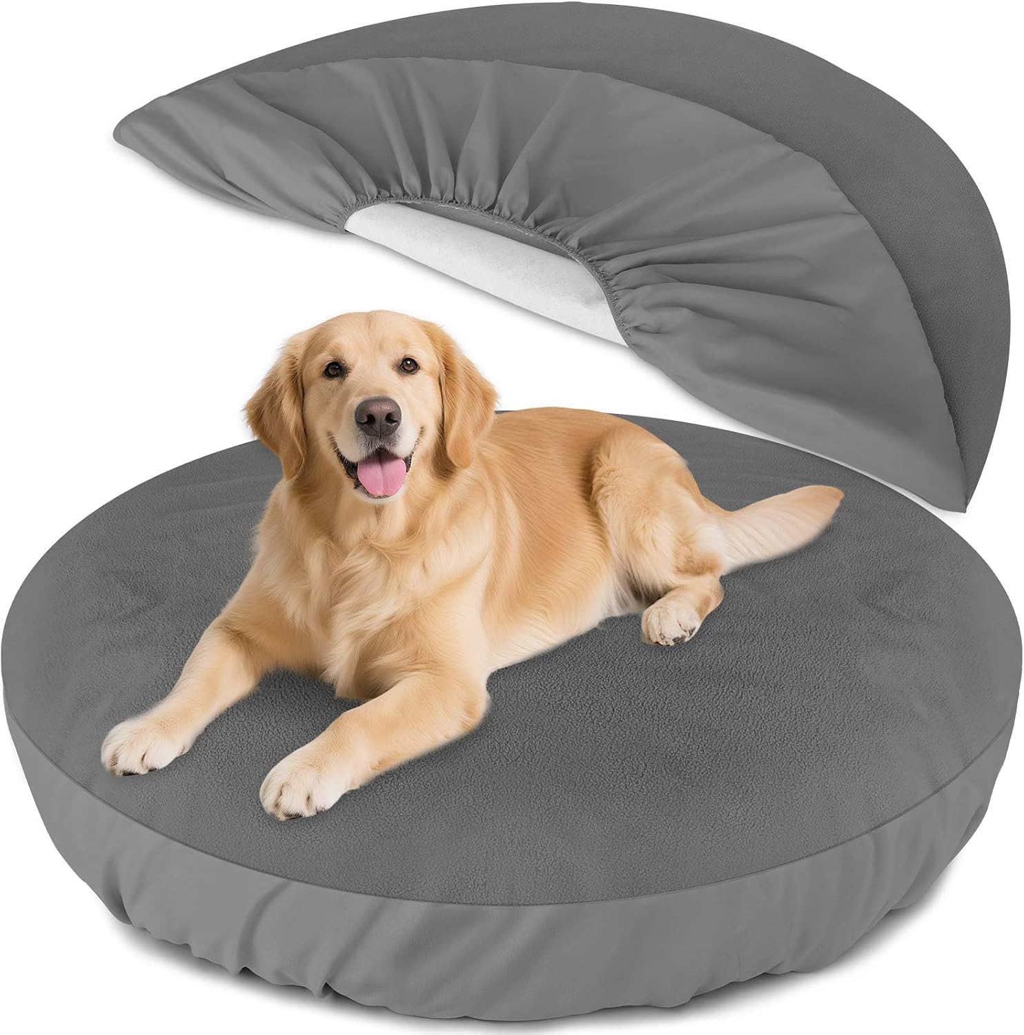 LotuFlor replacement dog bed cover front view showing gray waterproof fabric.