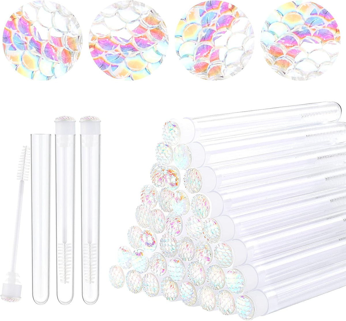 Dming 50-Piece Disposable Mascara Brushes - Eyelash Brushes, Diamond Mascara Wands with Tube, Makeup Tool, Lash Spoolies, Sanitary Brushes, Lash Extension Supplies (Tube Star D Pink 50) - Image 14