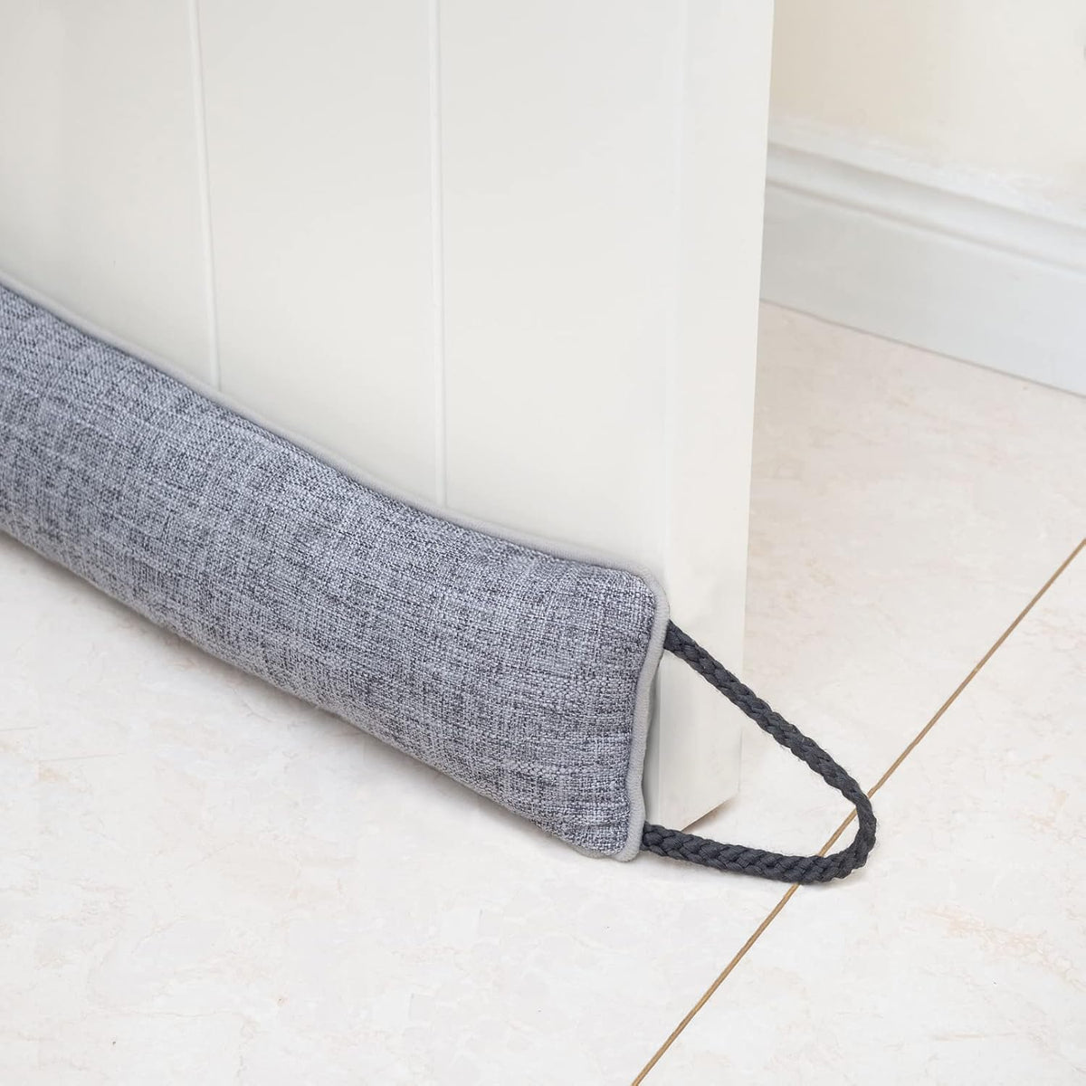 Under Door Draft Stopper 36 inch Wind Stopper for Door & Window, Weighted French Air Draft Stopper Front Door Snake Noise Blocker for Bottom of Door with Hanging Loops - Brown - Image 10