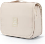 Mossio hanging toiletry bag front view in beige