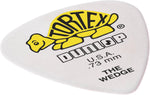 Jim Dunlop .73mm yellow guitar picks bulk 72 pack box layout