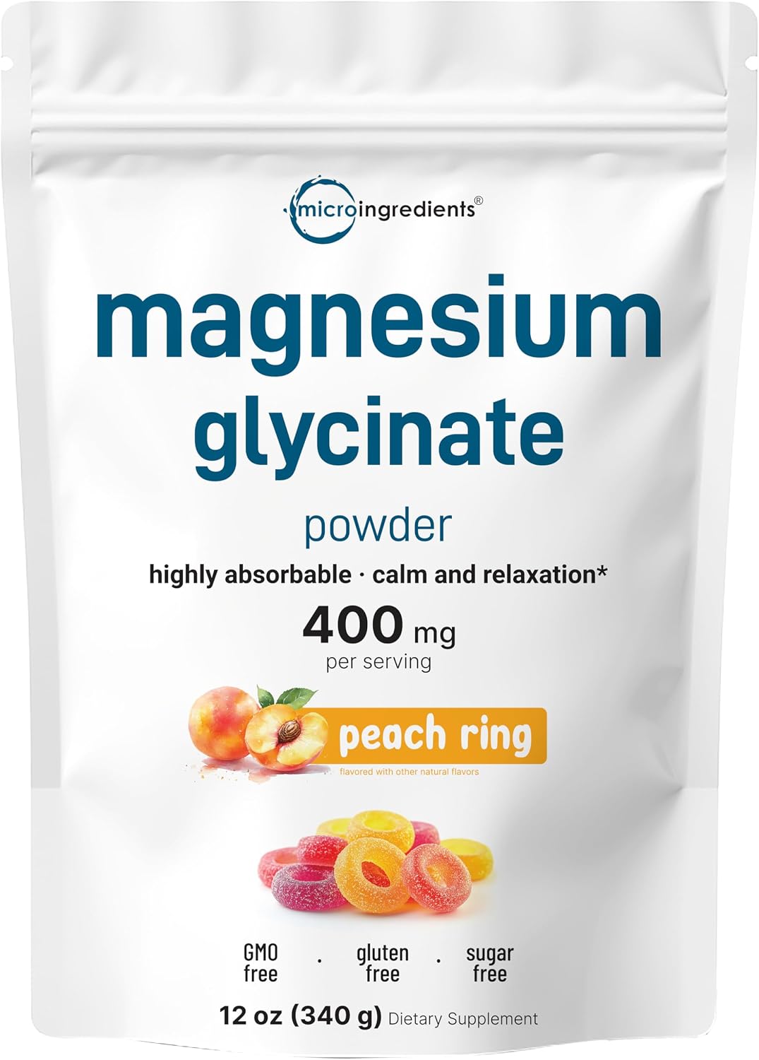 Micro Ingredients magnesium glycinate powder front view supplement packaging