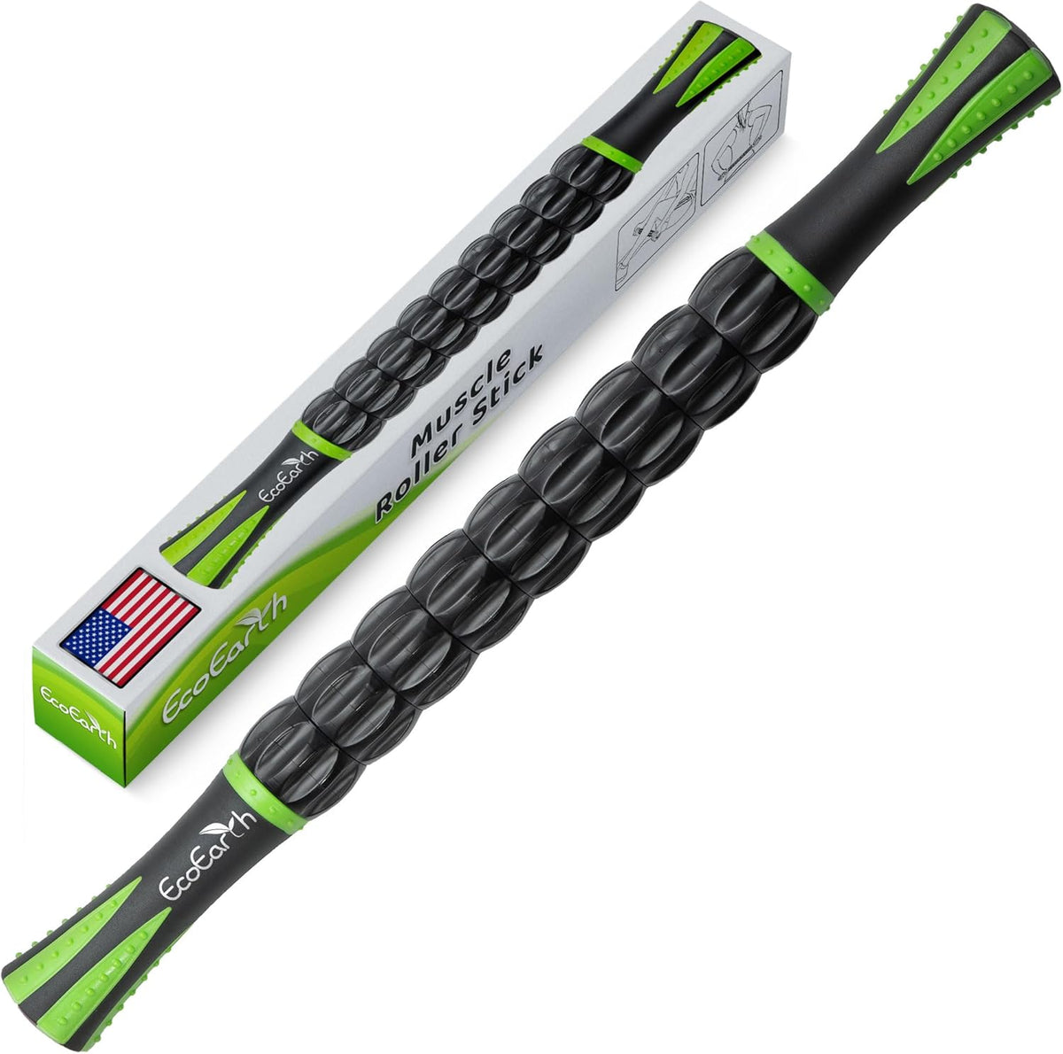 EcoEarth Muscle Roller Stick authentic deep tissue massage tool front view