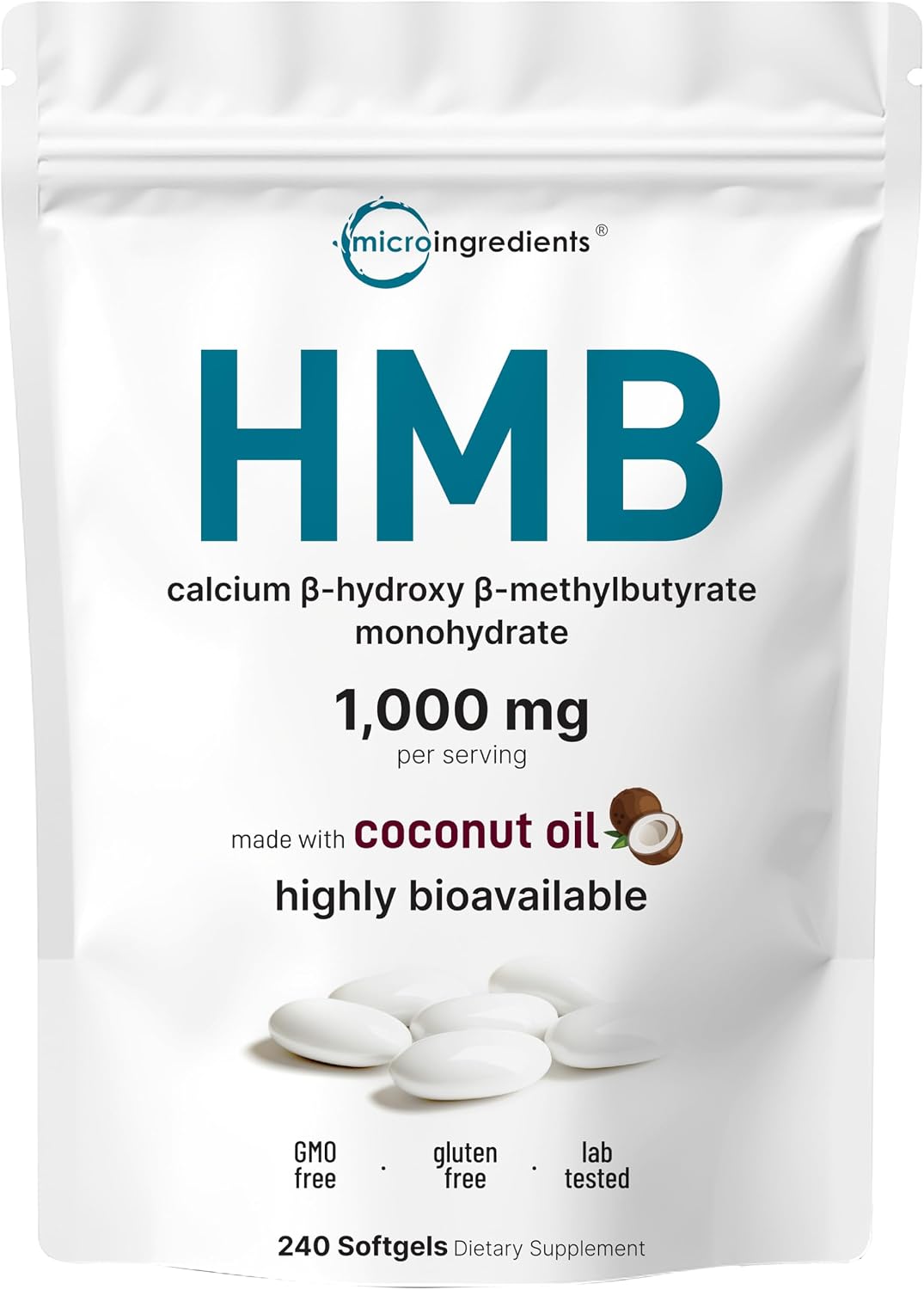 Micro Ingredients HMB 1000mg front view bottle packaging