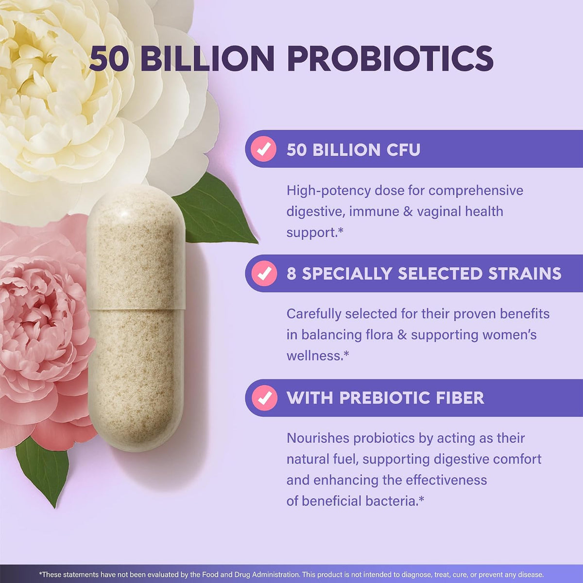 Nutraharmony Probiotics for Women daily wellness benefit highlights