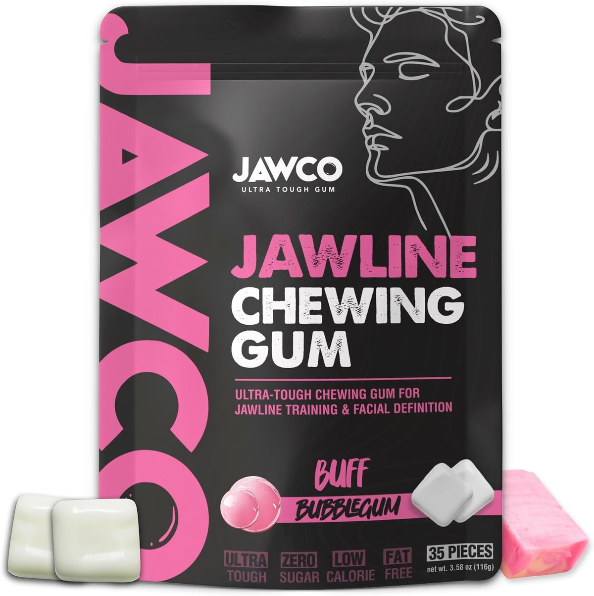 JAWCO Ultra-tough Jawline Chewing Gum | Get a Stronger, Squarer Jawline | Jaw Training Hard Gum | Chisel, Sculpt, Tone your Jaw | 15X Hardness | Facial Fitness Mewing Gum | Mighty Mint (1-Pack) - Image 11