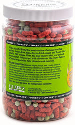 Flukers adult reptile veggie variety food ingredients close up showing freeze dried vegetables