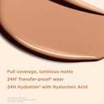 Clarins liquid foundation texture swatch showcasing fluid consistency