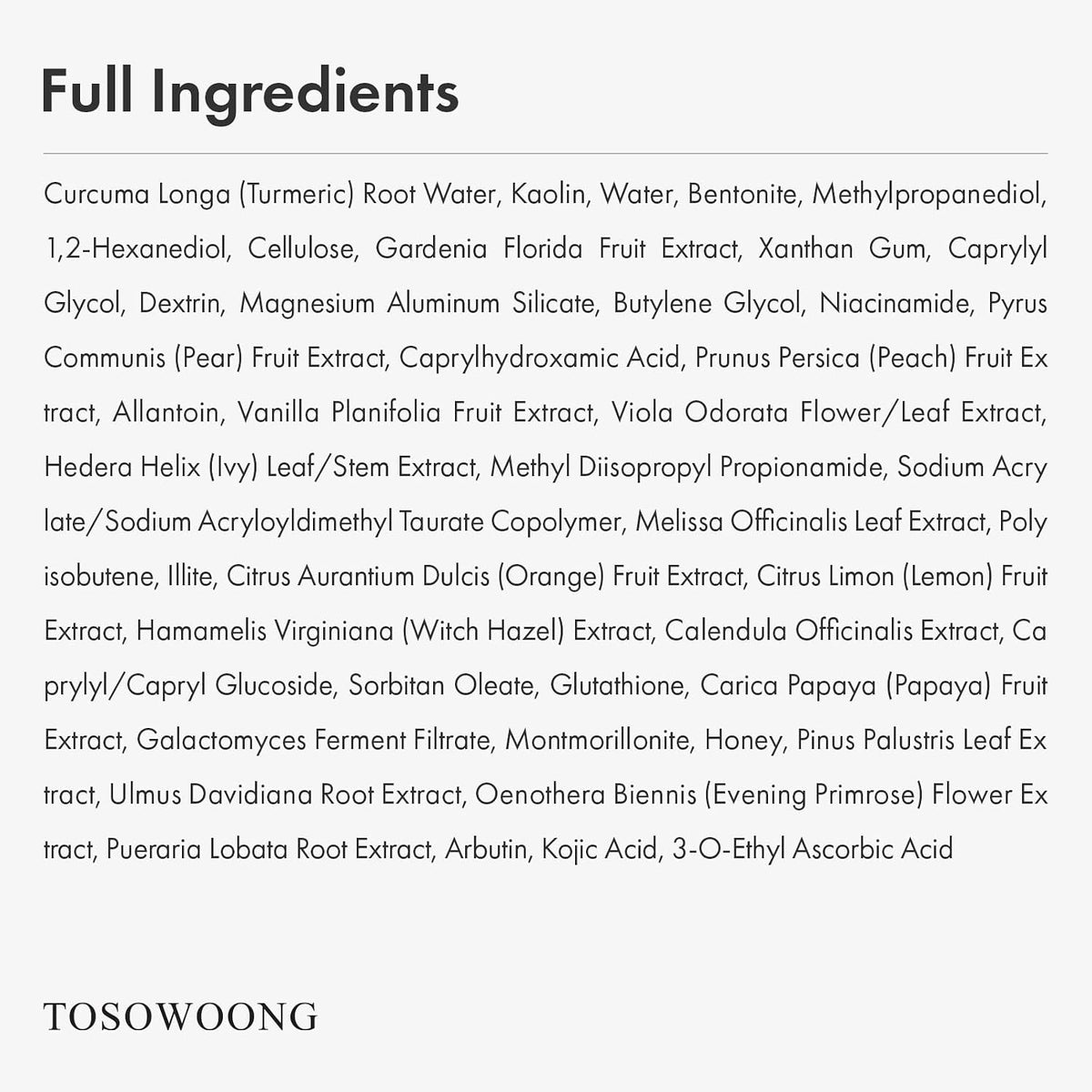 Tosowoong pore cleaner and dark spot corrector skincare product on clean background.