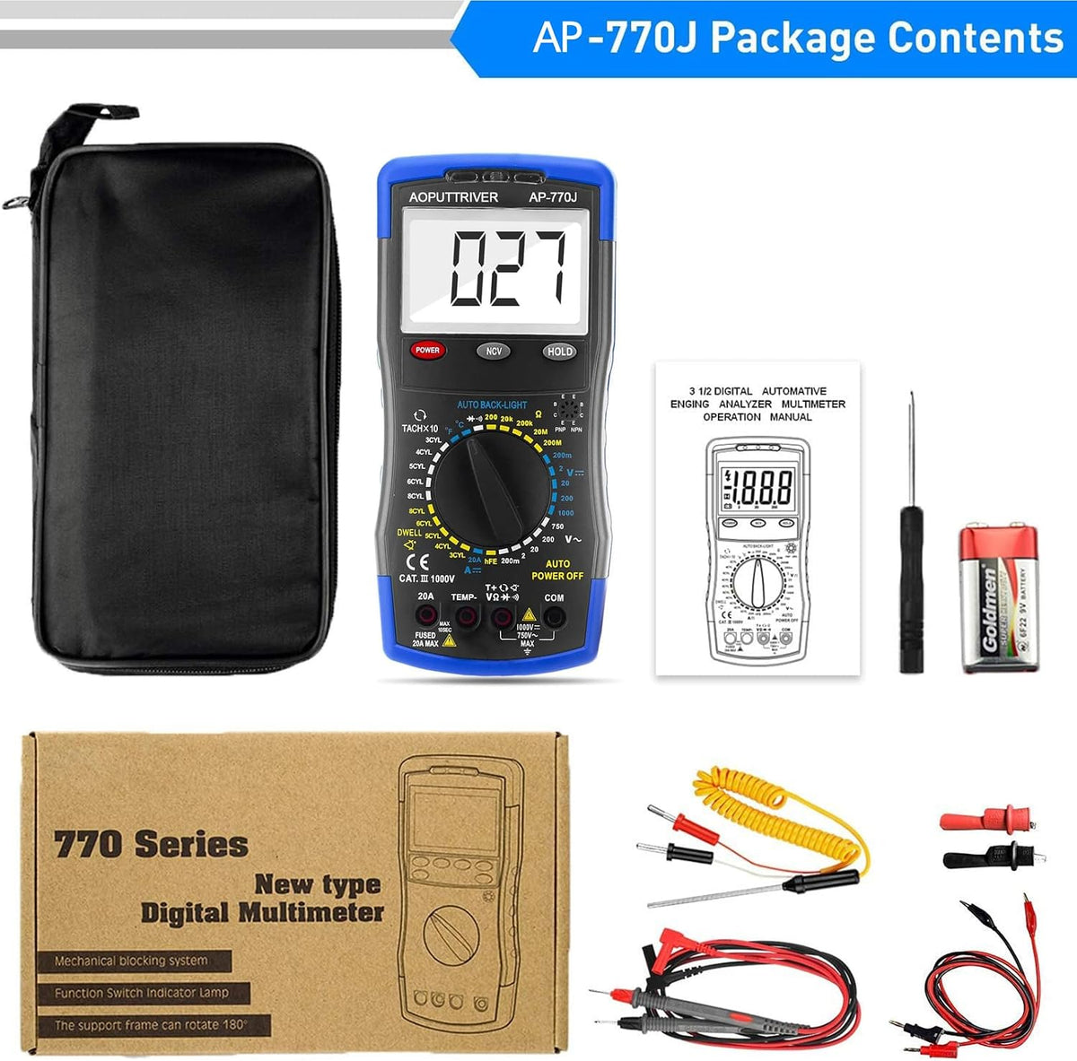 AOPUTTRIVER automotive multimeter in use during vehicle diagnostics