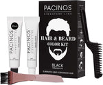 Pacinos hair and beard color kit black front view packaging