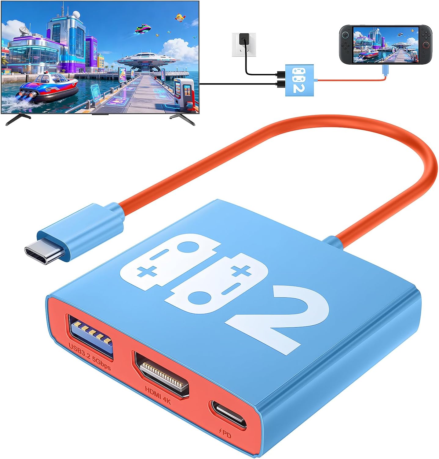 Bemkiru portable travel dock front view showing compact premium aluminum alloy design and universal connection ports.