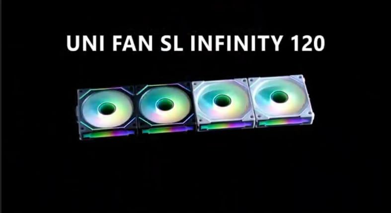 Rear view of the Lian Li white 120mm cooling fan showing structural frame support and high static pressure blade orientation