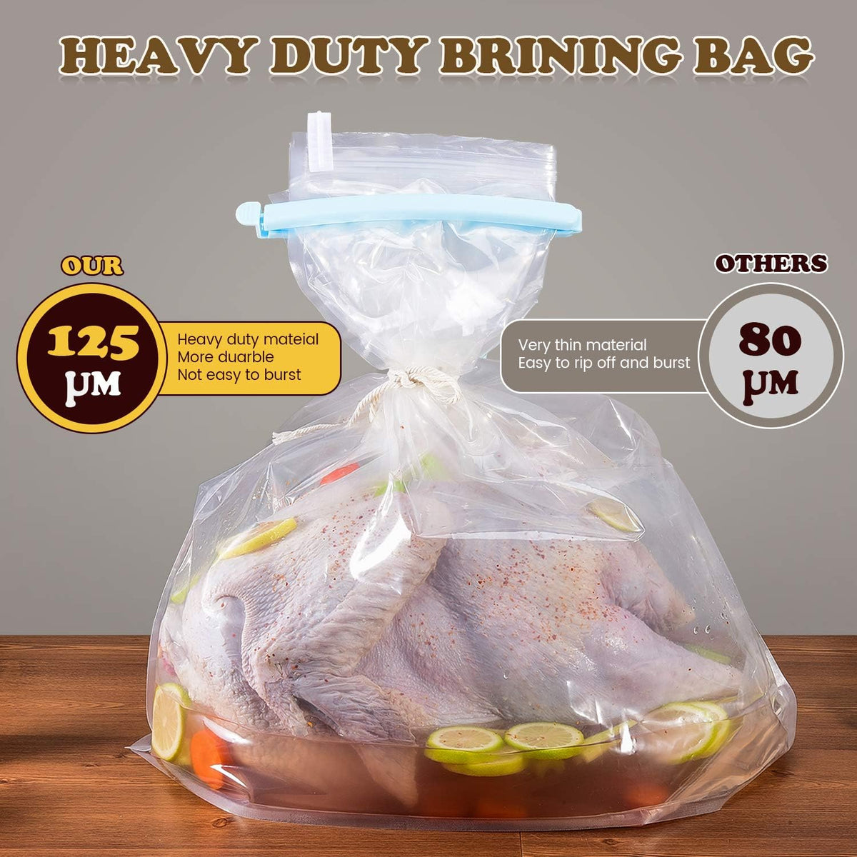 SCENGCLOS heavy duty brine bag with included strings and clips