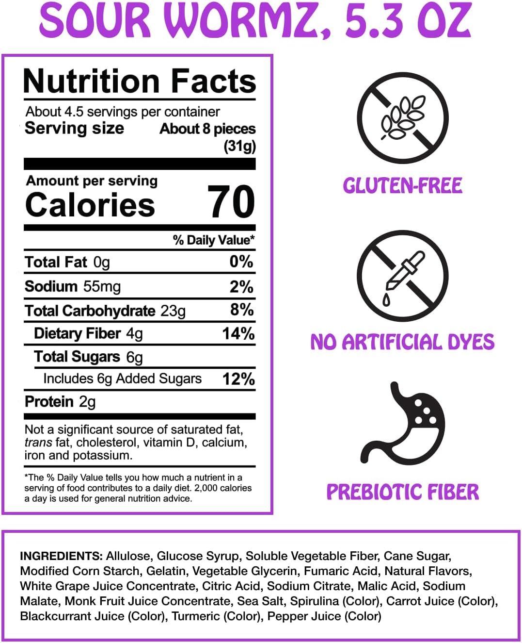 Rotten low calorie sour gummy worms two pack imported to India.