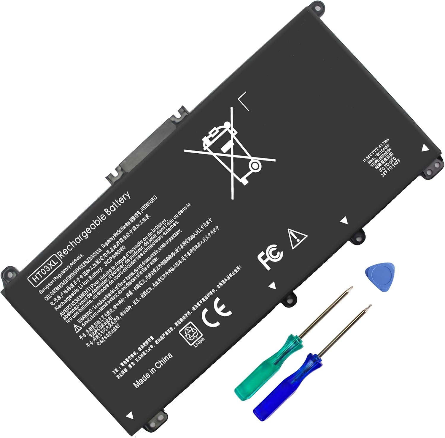 VNYUNQWE HT03XL L11119-855 laptop battery replacement front view showing the internal connector layout.