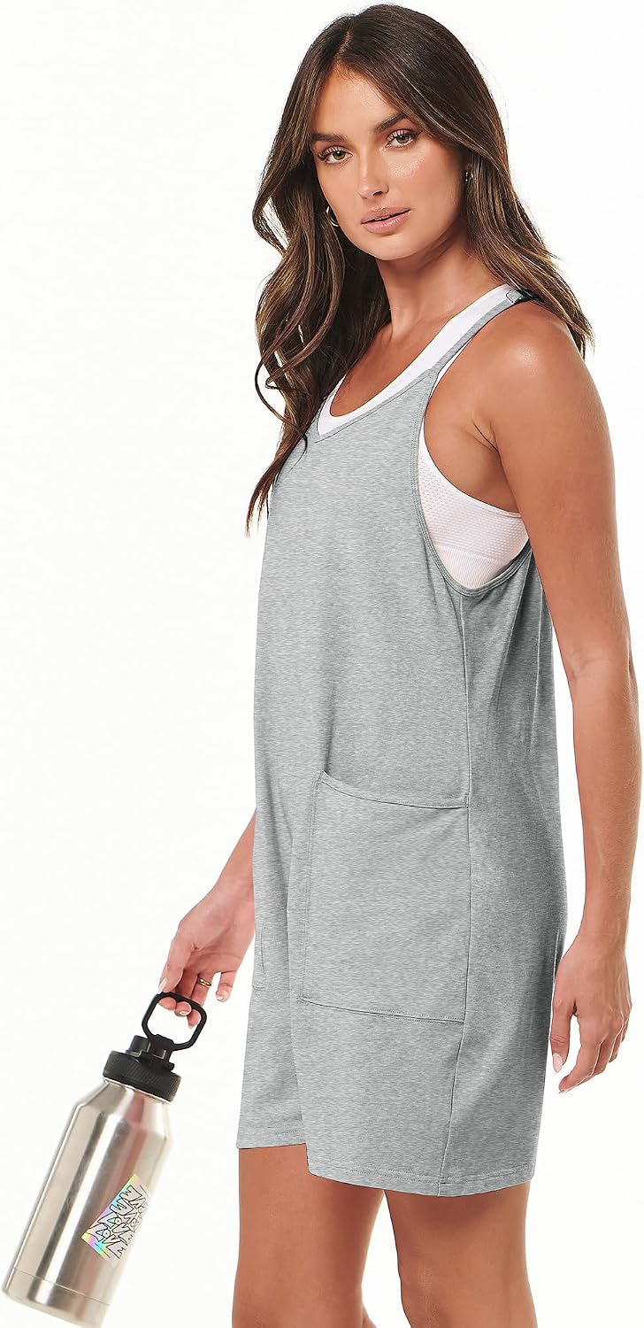 ANRABESS loose fit romper back view in large grey