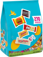 Close up view of individually wrapped festive Hershey's chocolates.