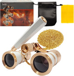 SUPRBIRD 3X25 Opera Glasses Theater Binoculars front view in elegant white and gold