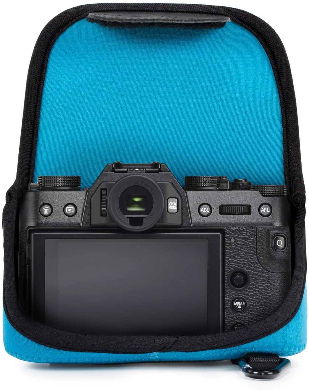 MegaGear neoprene case fitted on Fujifilm mirrorless camera