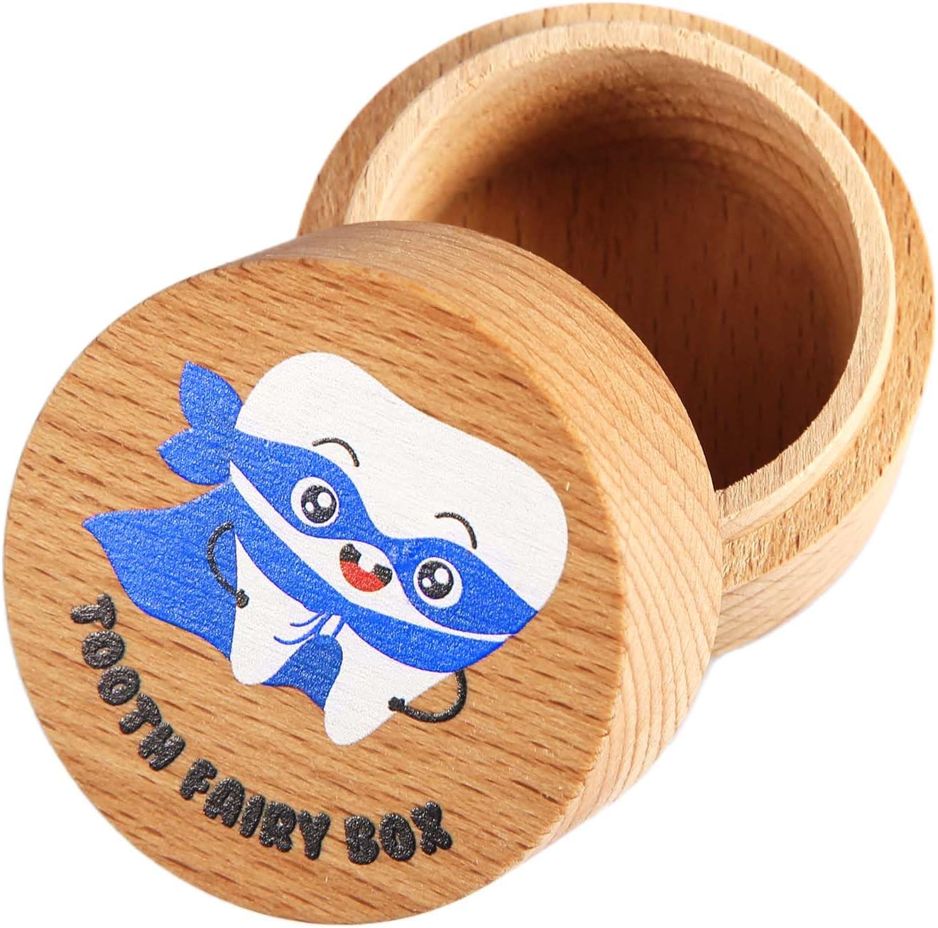 Luter wooden tooth fairy box for boys with superhero print