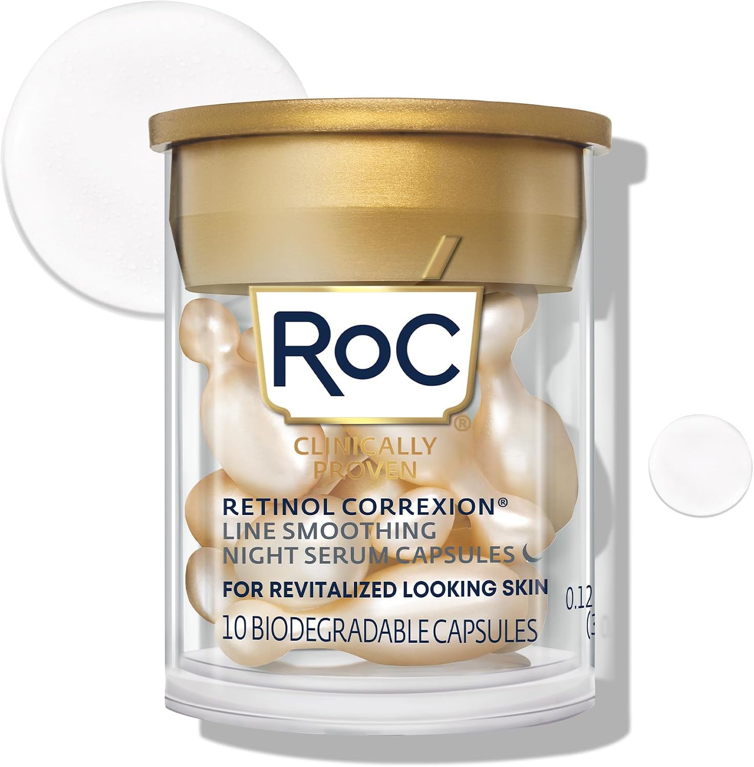 RoC Retinol Correxion Line Smoothing Night Serum Capsules front packaging