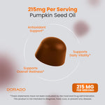 Dorado Nutrition supplement bottle next to pumpkin seeds