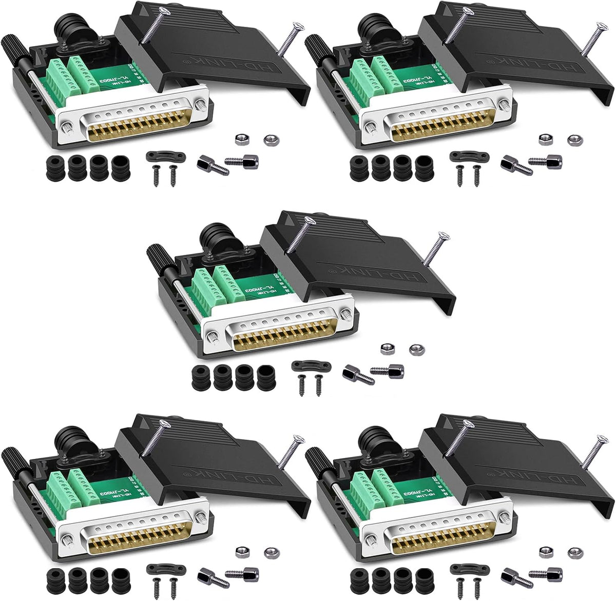 2PCS DB25 Solderless RS232 Serial to 25 pin Terminal Male Adapter | D-SUB Serial Port Connector, Breakout Board, with Case Long Bolts Tail Pipe, 2PCS Male - Image 11