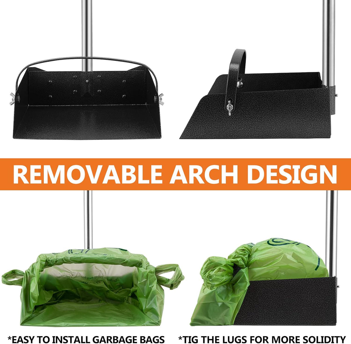 Close up of the Toozey patented arch bag locking holder keeping a garbage bag secure on the tray