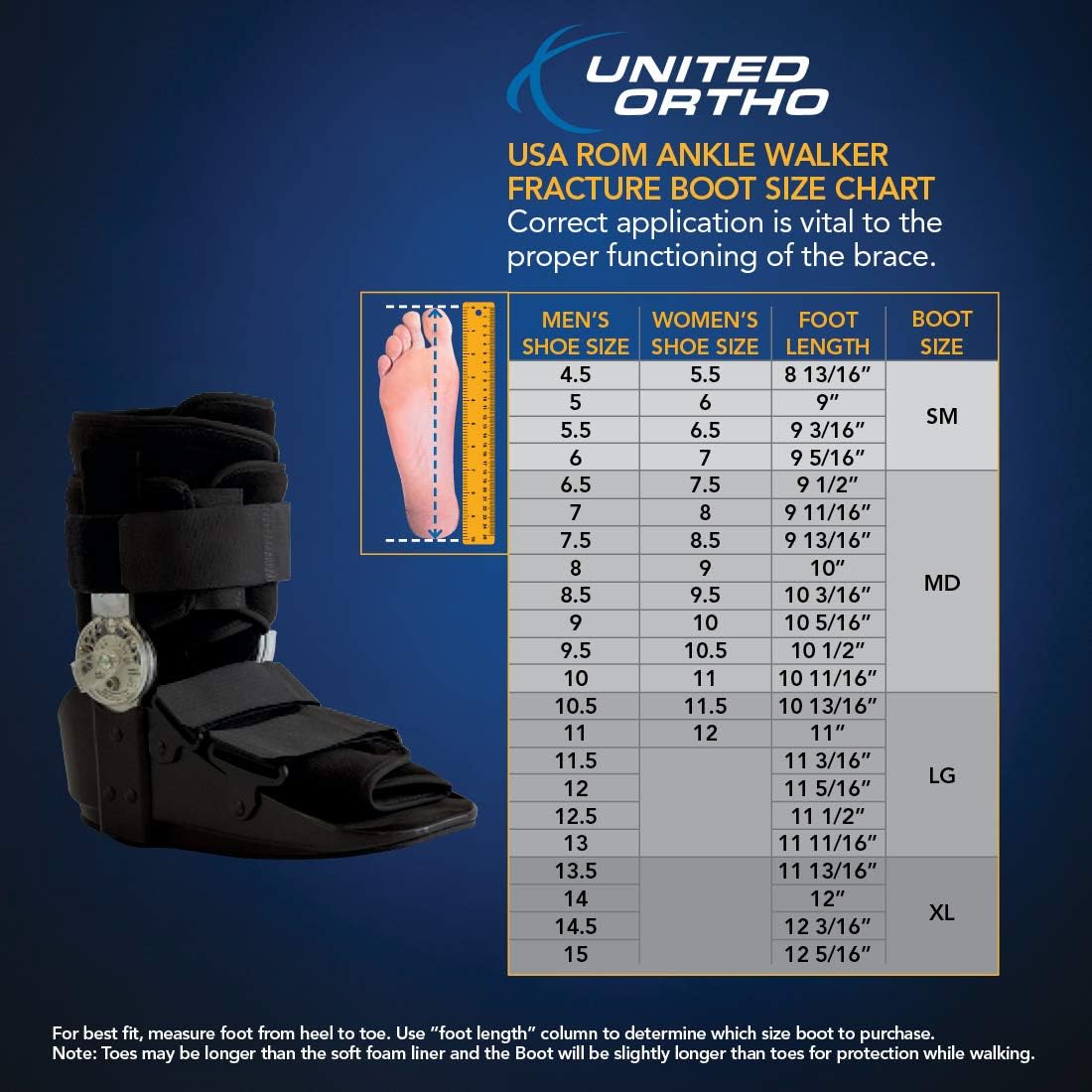 United Ortho 12215 ankle boot aluminum upright frame structure