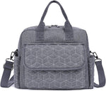 Meyteilay diaper bag front view showing geometric grey pattern