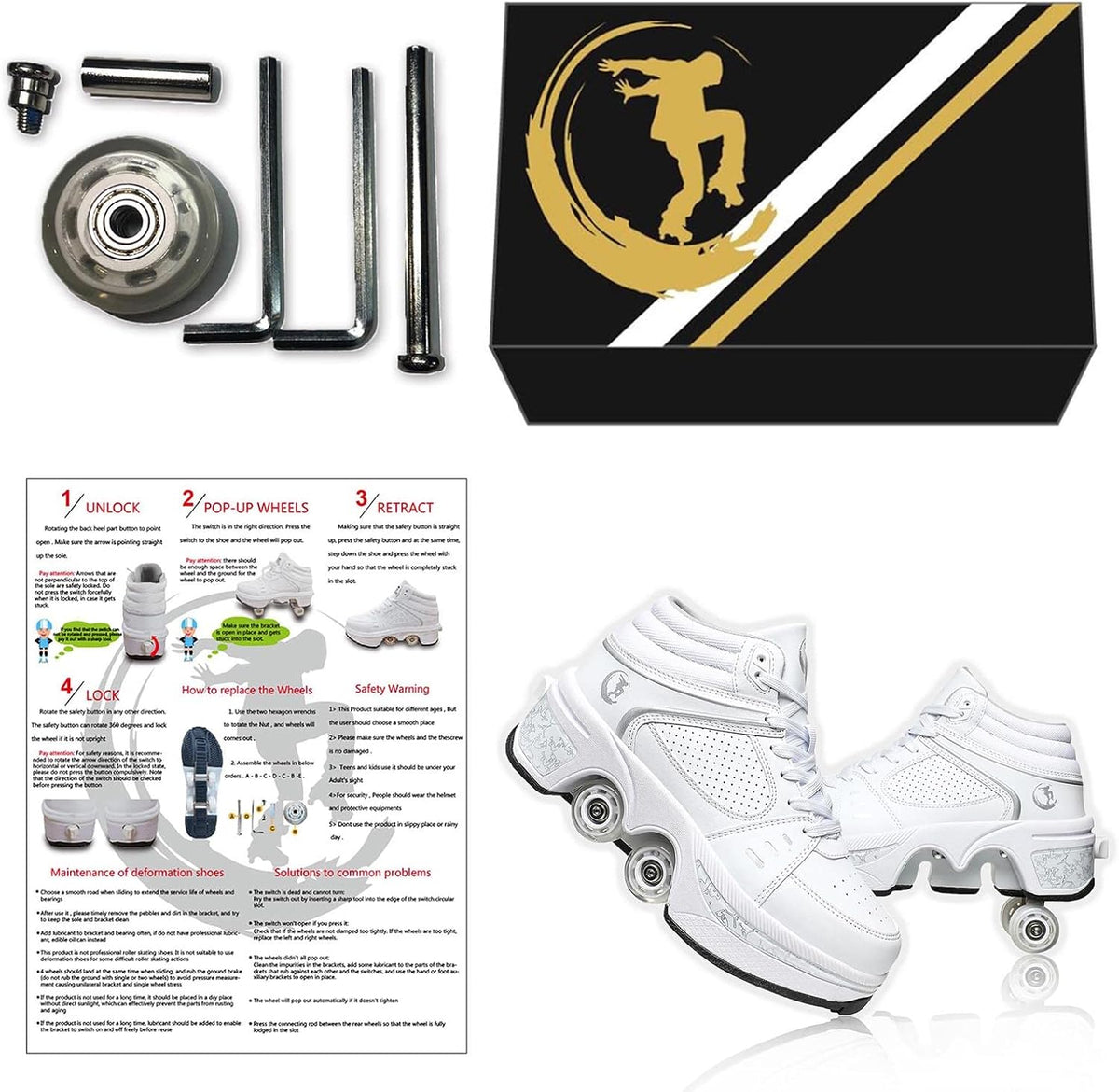 Deformation Roller Skates demonstrated in active rolling mode