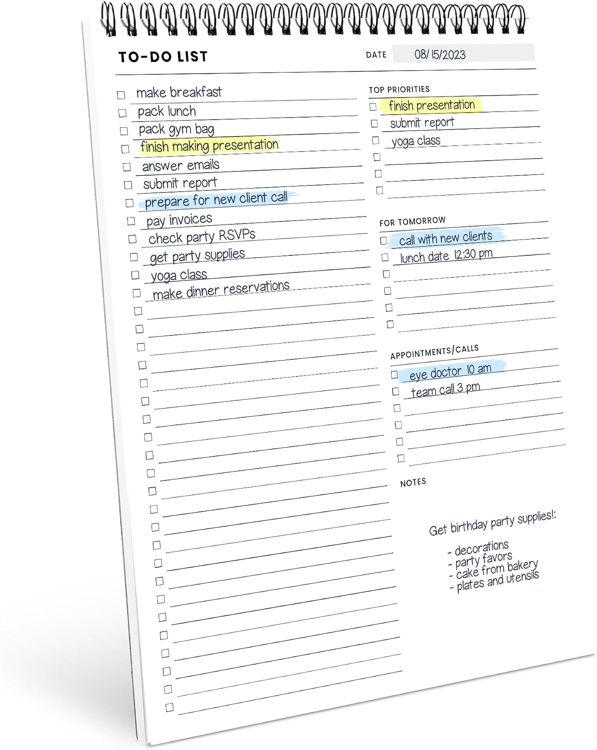 To Do List Notepad 6 Pack: Has Multiple Functional Sections, Daily Planner | 5.2 x 8" 35 Sheets - Spiral Daily Planner Notebook - Task CheckList Organizer Agenda Pad for Work, Note and Todo Organization - Image 10