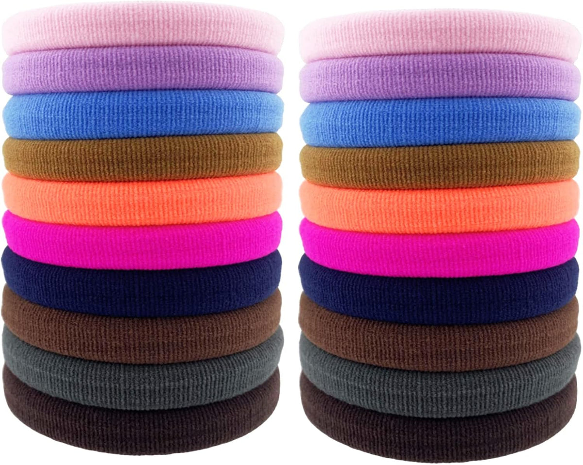 Thick Hair Ties, BETITETO 20 Pieces Seamless Ponytail Holders Scrunchies Women Cotton Stretch Hair Elastics for Thick Heavy or Curly Hair (Upgrade Black Large Size - 7cm) - Image 10