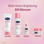 Cetaphil facial cleanser arranged with skincare routine items