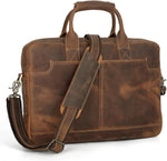 Leather Briefcase Laptop for Men, 16 Inch | Vintage Leather, YKK zipper - Image 9