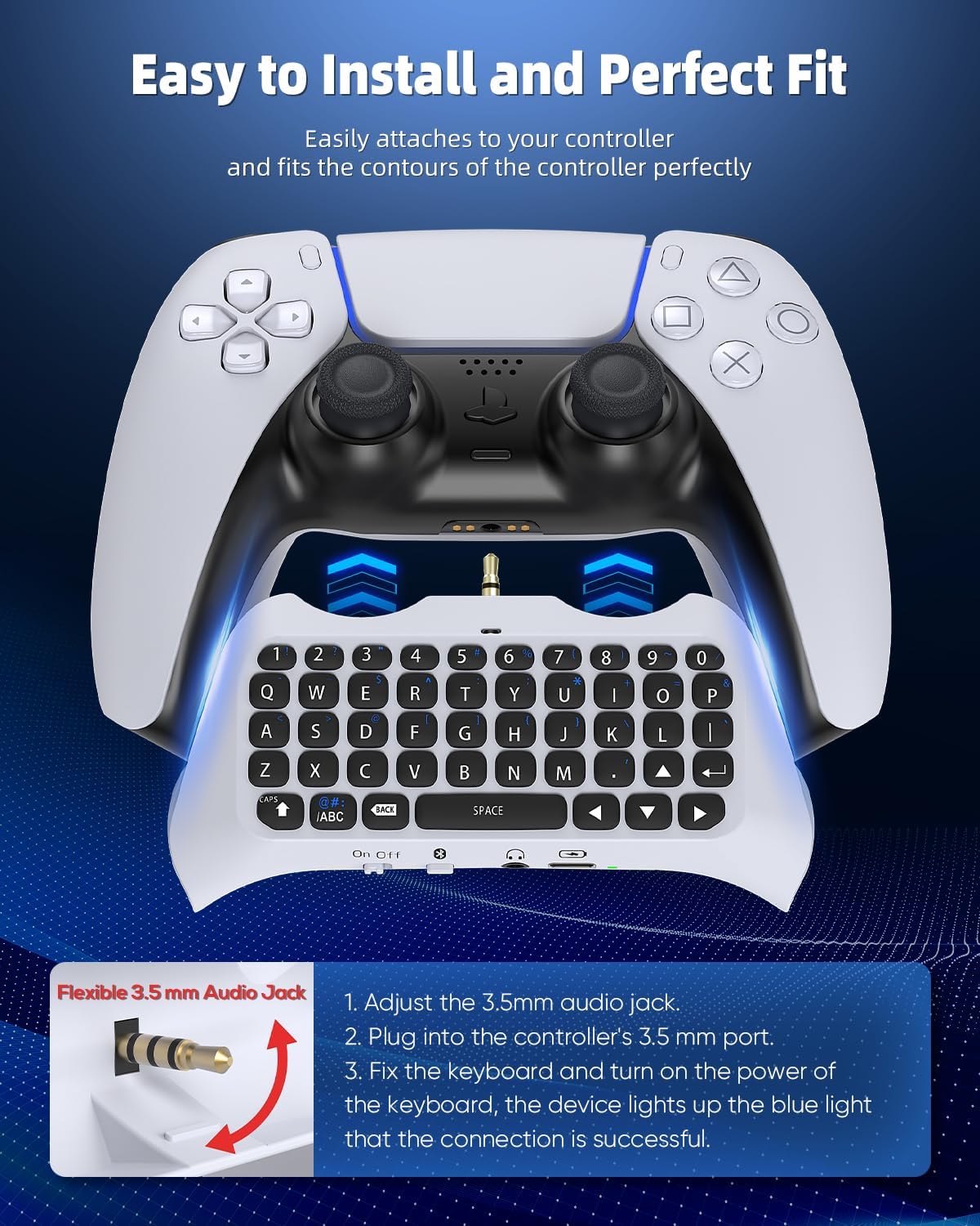 MENEEA PS5 Pro gamepad keyboard highlighting built-in speaker grille