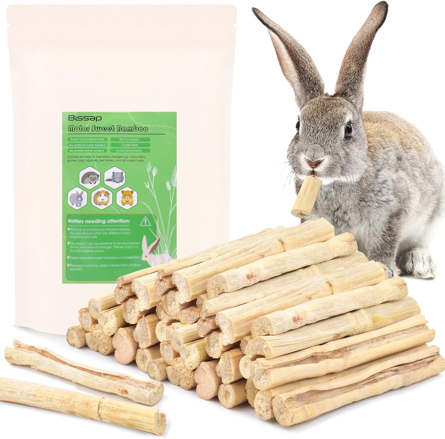 Bissap sweet bamboo chew sticks for rabbits seven hundred grams front view packaging
