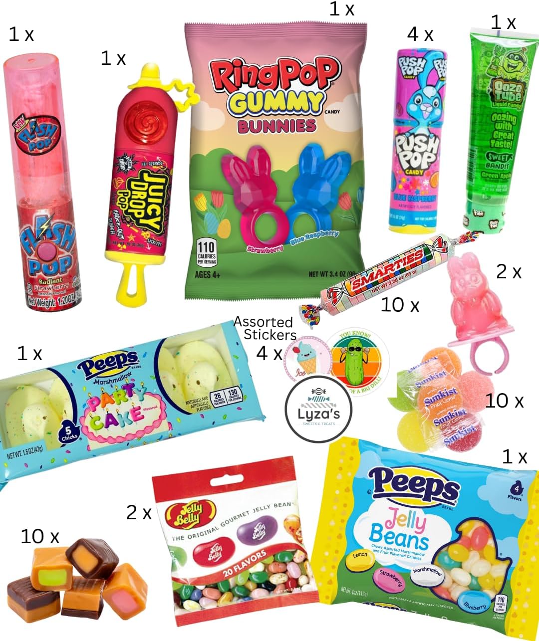 FunFlavorsBox holiday assortment featuring fifty count American candies displayed beautifully