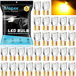 Alopee 30 Pack 194 Amber LED Bulbs front view showcasing the clear acrylic wedge base design.