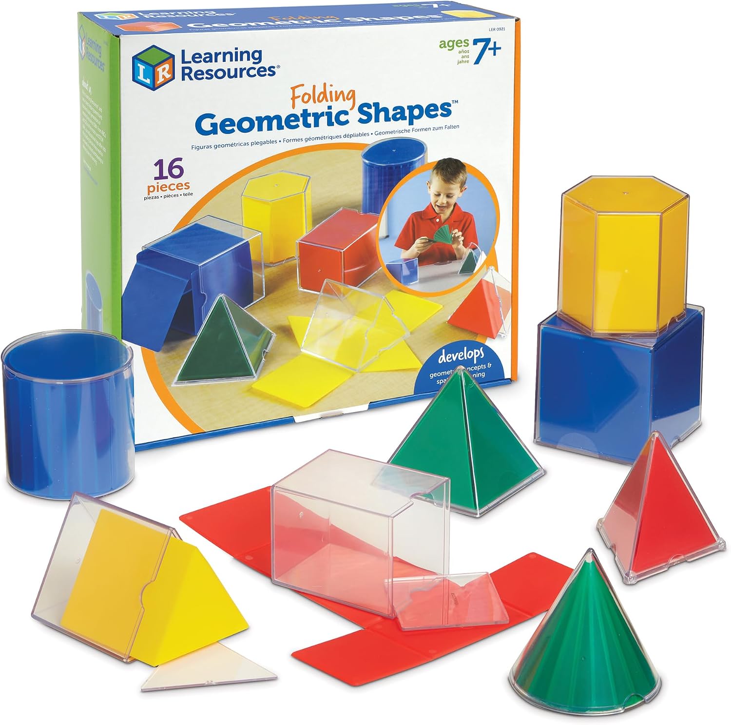 Learning Resources Folding Geometric Shapes front view of the 16 piece box