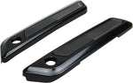 YHMOTO saddlebag hinge latch covers front view showcasing black and grey contrast finish.