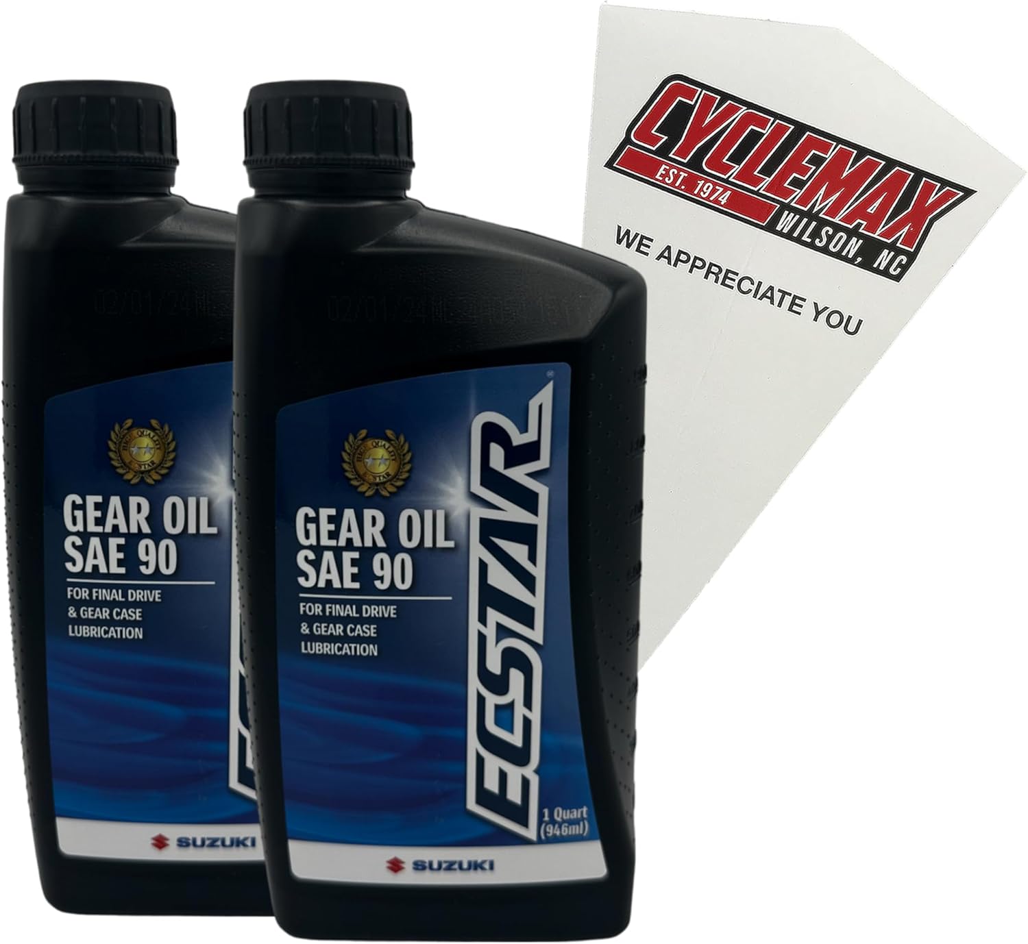 Cyclemax Suzuki Ecstar compatible gear oil SAE ninety two pack front view