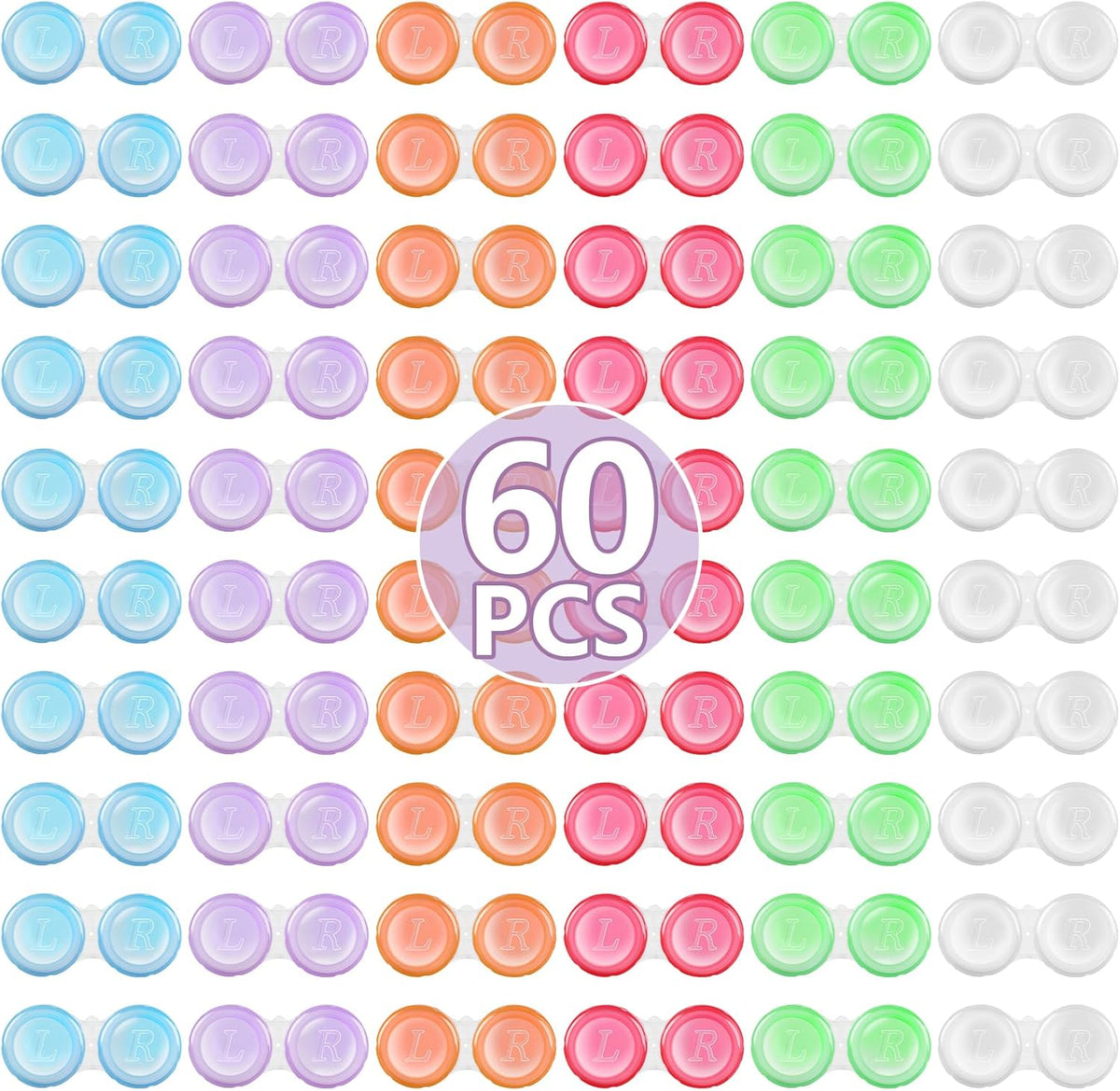 Phyyixs 60 Pack Contact Lens Cases front view in multiple colors