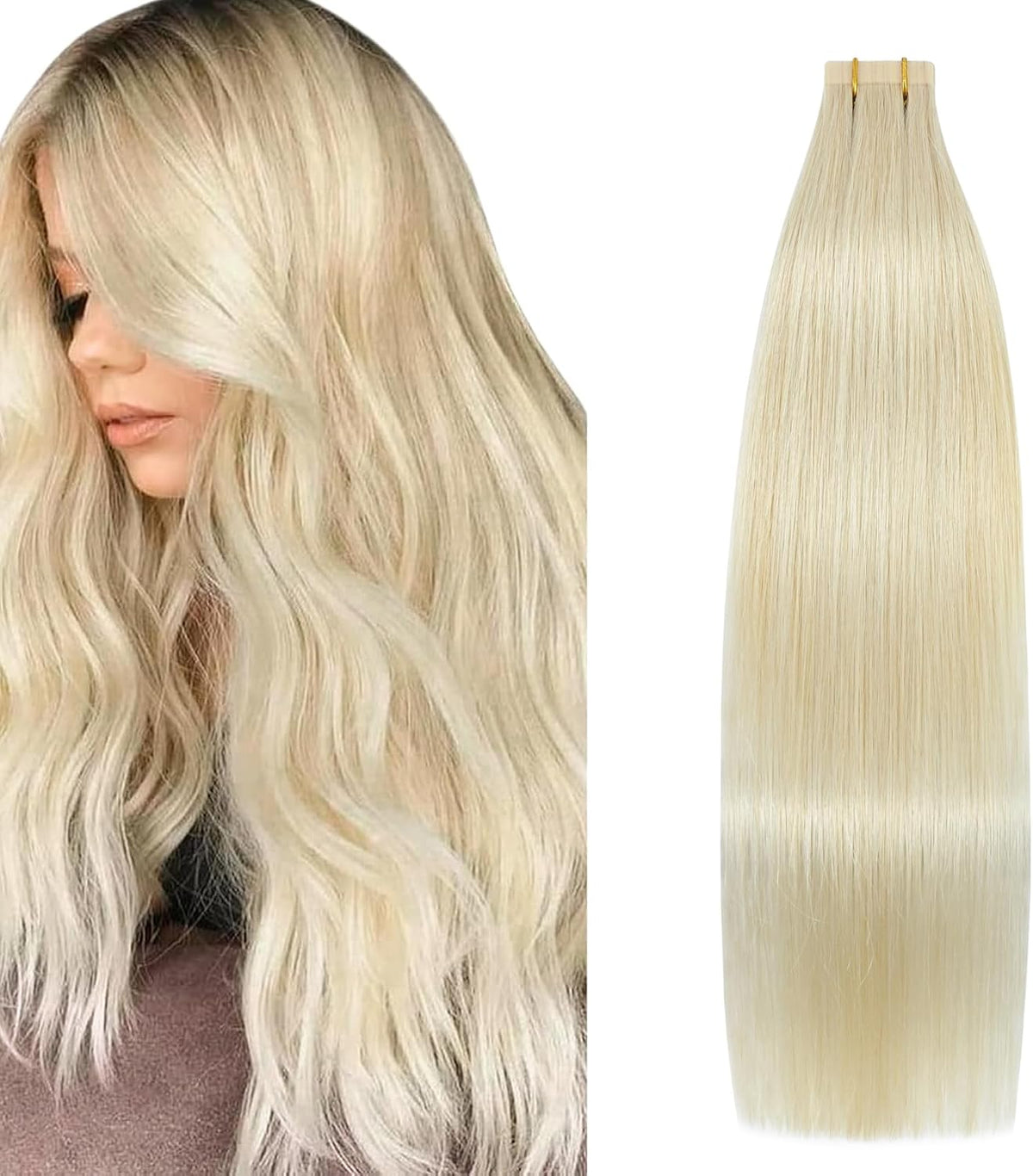 Aison Jet Black Tape in Hair Extensions Human Hair 18 Inch 40G Invisible Real Human Hair Extensions 20 Pcs/Package - Image 15