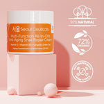 Texture preview of the lightweight snail cream and clear hydrating jelly face mask.