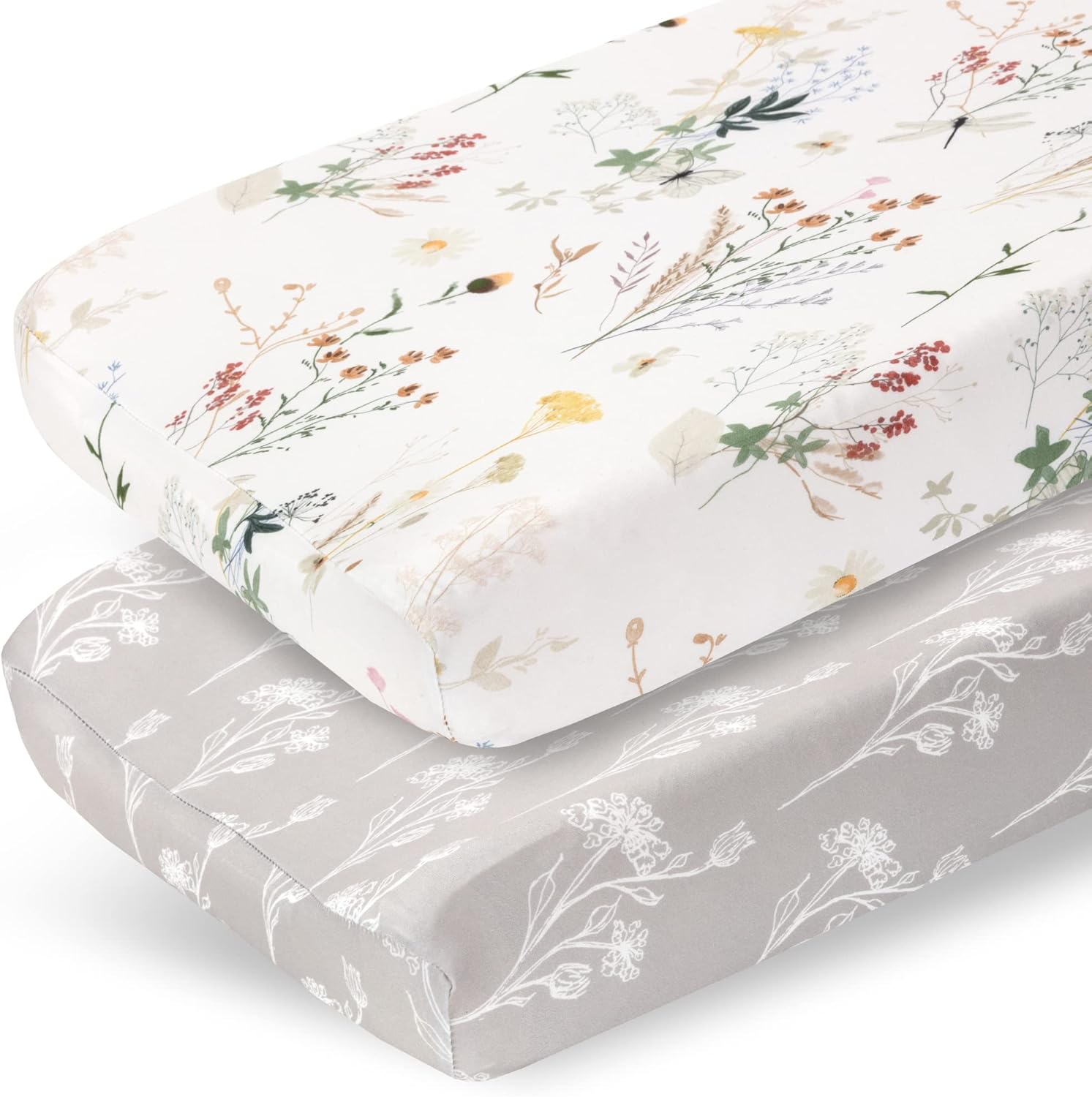 Pobibaby premium changing pad cover wildflower floral pattern front view
