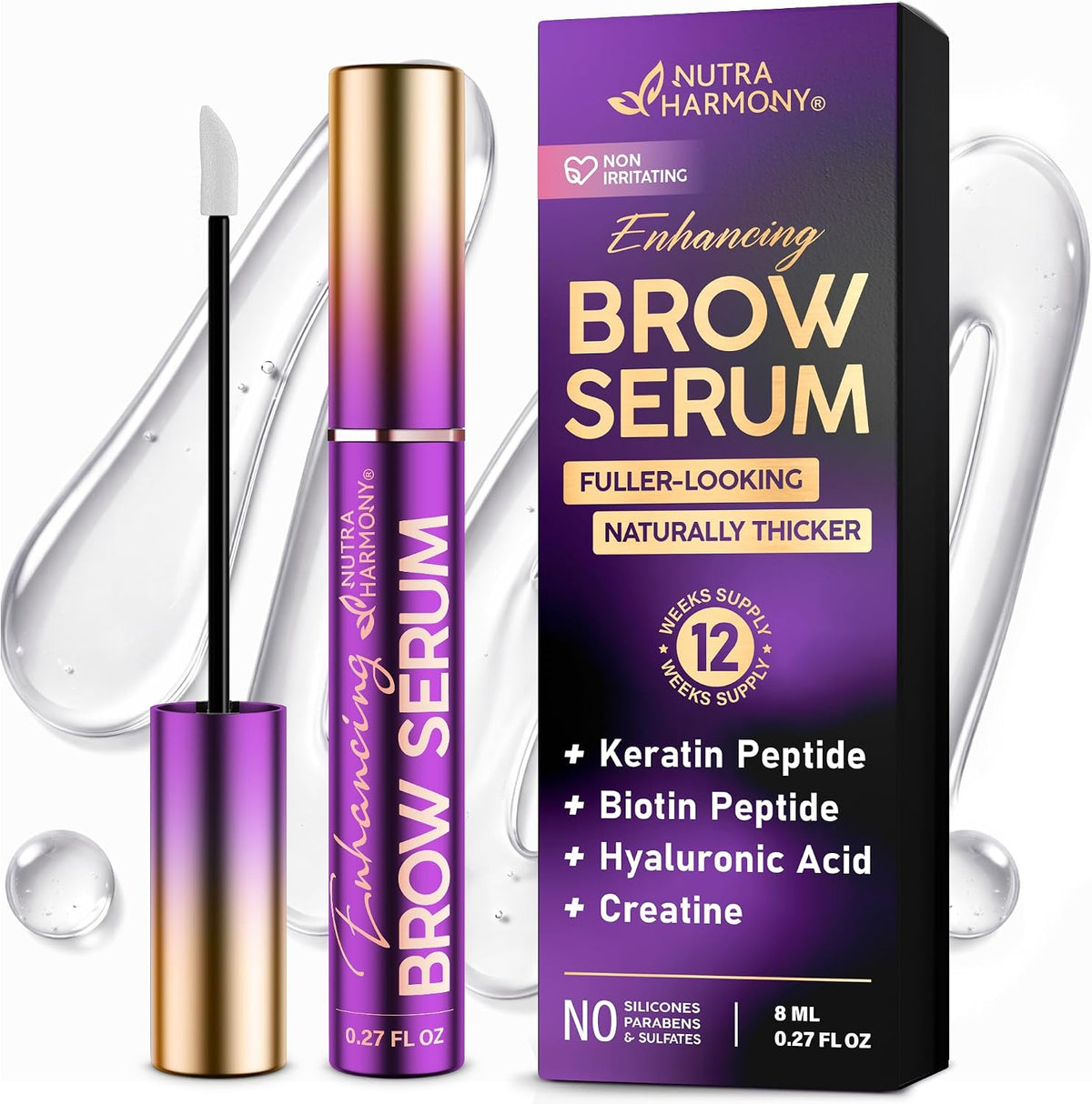 Nutraharmony eyebrow growth serum front view packaging