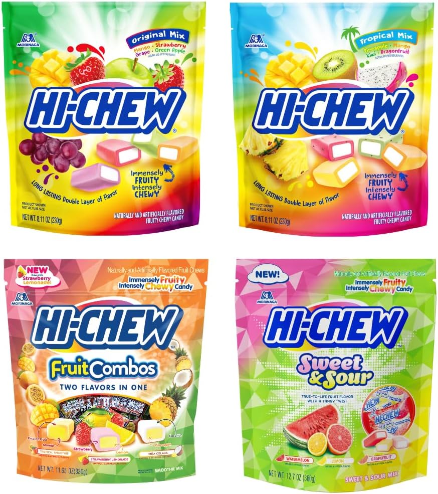 Premium imported Japanese brand HI-CHEW chewy candy multi pack perfect for sharing.