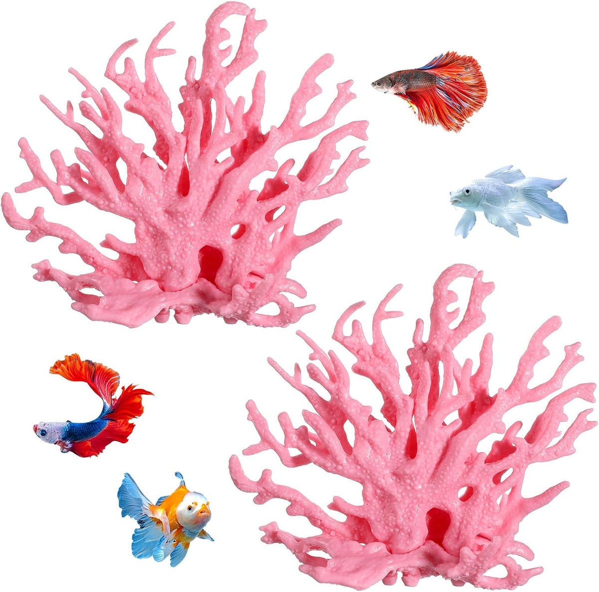 Bruislard artificial coral reef decor pink front view for fish tank setups